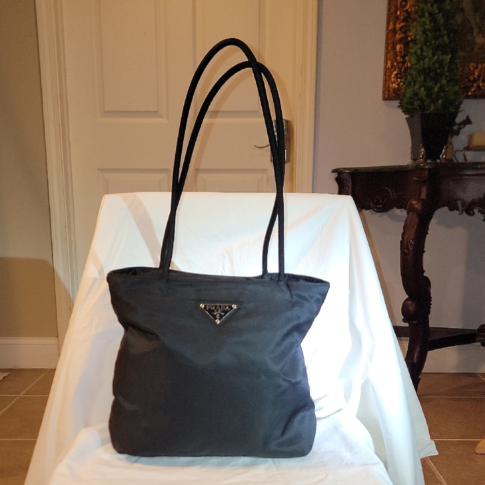 Prada Black Nylon Tote with  Straps